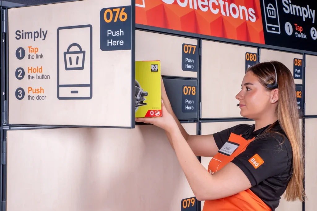 Clix lockers being used in B&Q by a member of staff